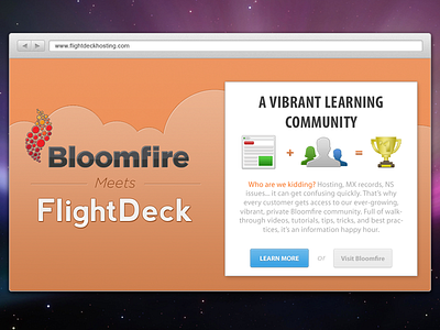 Bloomfire + FlightDeck bloomfire clouds design flightdeck orange ui website
