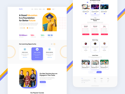 Educational Website Design. baby clean design courese early learning education first shot hompage illustration kids activities landing page learing platfrom mockup online class play school typography ui web design website website design