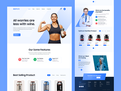 ISOPURE - Protein E-commerce UI bright e commerce ecommerce ecommerce ui fitness gradients health supplement muscle muscle mass nutrition protein protein web ui red supplement ui ui design ux web ecommerce whey protein x ariafit