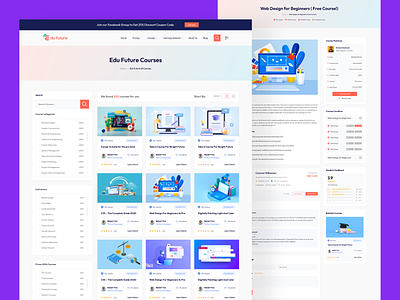 Edu Future — Course Overview Online Course Web UI 3d branding clean design course list course overview e learning education figma graphic design homepage landing page learning app minimal online course online school ui ui design uiux web design website