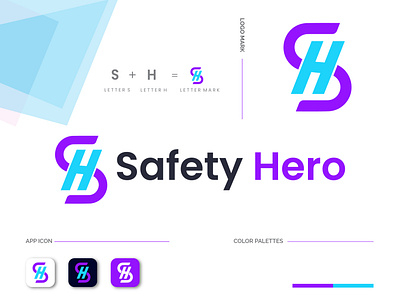 Safety Hero Logo Design || S + H letter logo concept abstract logo branding creative logob graphic design illustration letter logo logo logo design business logofolio modern minimalist logo design s logo sh logo