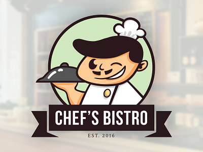 Chef's Bistro bistro brand branding cafe cartoon chef illustration javanism logo mascot mascot logo vintage