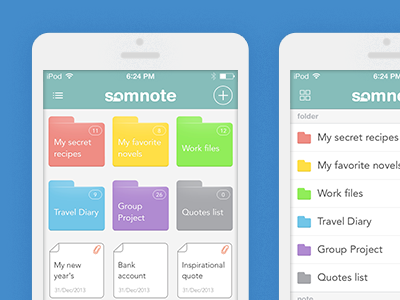 Somnote2.0 android apps folder ios7 iphone note somcloud somnote ui design ux design