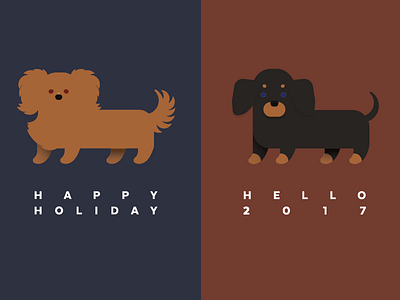 Happy holidays! card character dachshund dogs holiday