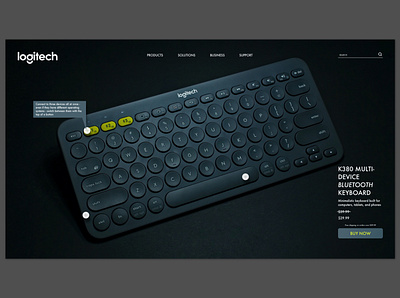 Mock product page for the K380 keyboard app brand branding clean design icon illustration logo minimal typography ui ui design ux ux design web web design web development