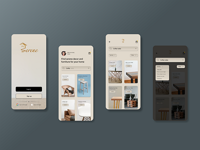 Furniture store app - Serene branding clean design logo ui ui design ux ux design web design