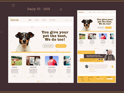 Daily UI - 003 - Landing Page animal branding brown commercial company dailyui design dog interface internet landing page photo product product design ui uiux ux web web design website