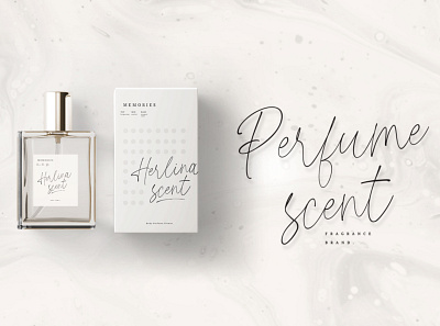 Herlina Scent Packaging Parfume branding elegant font fonts handwritten lettering logo modern packaging prints signature