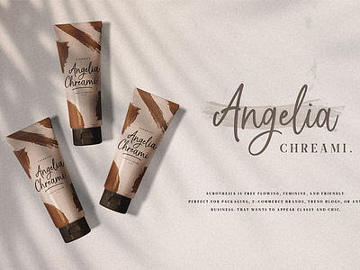 Angelia Chreami Packaging Cosmetic branding branding design cosmetic cosmetics design elegant feminine font handwritten logo modern packaging