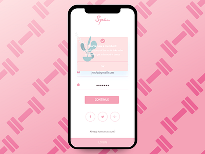 #DailyUI 016 Pop-Up / Overlay app branding dailyui design gym illustration ios overlay pink pop up spa ui
