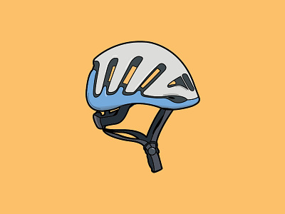 Helmet blue bold climbing helmet illustration outline shading