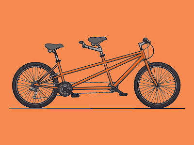 Tandem 04 bicycle bike chain design digital illustration orange project seat tandem wheel