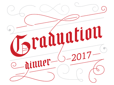 Graduation Black Letter black letter dinner graduation hand lettering illustrator ohio ornate