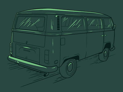 WIP Service Illustration bus car community green illustration ohio travel vw