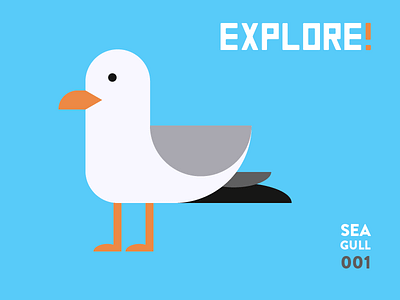Explore! - 001: Seagull blue explore! illustration orange pumpkin seagull sky