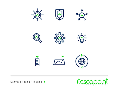 Itascapoint Icons application center gear glass global icons itascapoint lightbulb magnifying map mapping shield