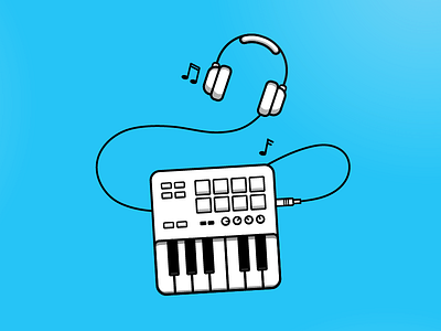Music production icon dribbble flat headphone icon music outline piano simple style ui
