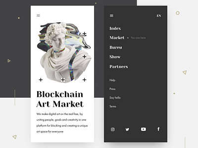 Iconic Mobile Website app art black block chain figma ios iphone minimal mobile ui white