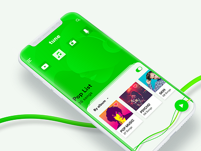 Tune App android app clean green icon ios mobile music tune ui ux