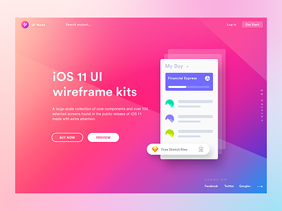 UI Note Web experimental design app blue color free google header icon ios kits ui web website