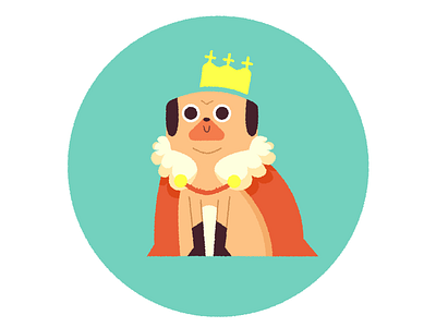 King of Pugs dog illustration king pug sticker