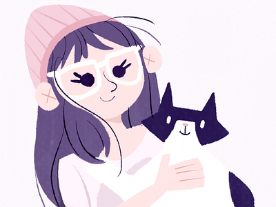 Girl And Cat