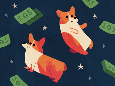 🐕 💵 corgi dogs illustration money pattern space