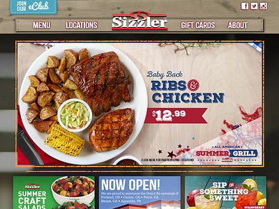 Sizzler Steakhouse branding responsive restaurant website