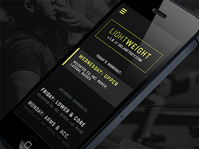 LIGHTWEIGHT Fitness App app contest creative market fitness minimal mobile playoff procrastination prototype xprocrastinationcontest