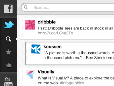iPad TabBar & Search 3d app apple button design facebook grey interface ios ipad keussen menu mobile search storify twitter ui