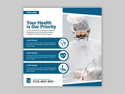 Medical Social Media Post Template I Social Media Banner banner blue branding cover covid 19 creative design digital marketing download facebook graphic design instagram layout marketing modern monsterrat post simple social media template