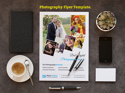 Photography Flyer Template. agency birthday blue business clean commercial corporate design fashion illustration logo magazine modeling personal professional flyer simple studio template wedding
