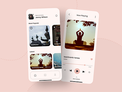Meditation Music App app design illustration meditation app meditation music meditation music app mobile mobile app mobille app music app ui ui design ui ux uiux ux