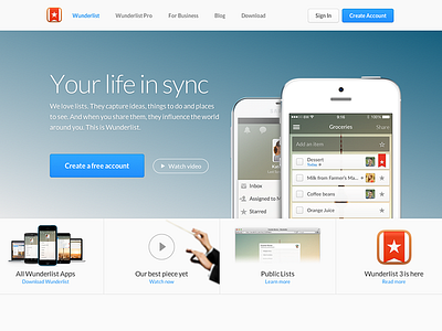 The new Wunderlist website