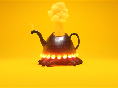 Fresh pot ☕ animation can cinema 4d coffee fire logs magic open fire pot redshift smoke tea turbulence fd