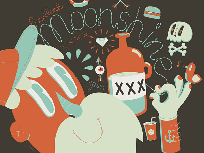 Excellent Moonshine illustration liquer marcus melin mellowmustard moonshine
