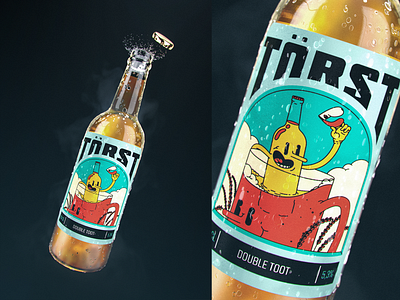 TÖRST BEER 3d 3d art beer branding cinema 4d design illustration logo marcus melin mellowmustard redshift törst x particles