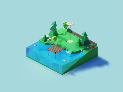 3D illustration 3d blender diorama lowpoly nomad