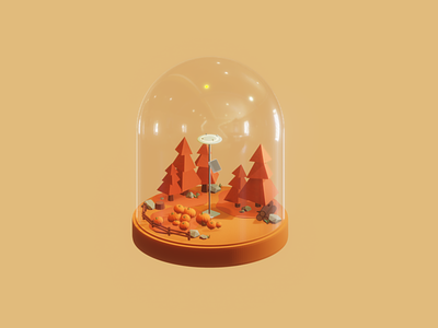 Autumn begins 3d diorama lowpoly nomad 插图