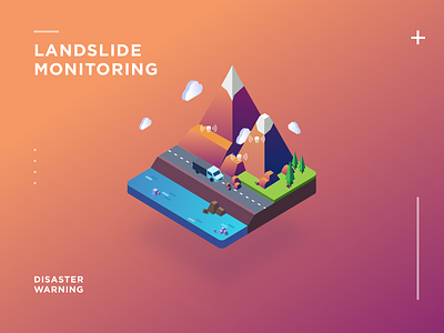 Landslide Monitoring 2.5d isometric icon 插图