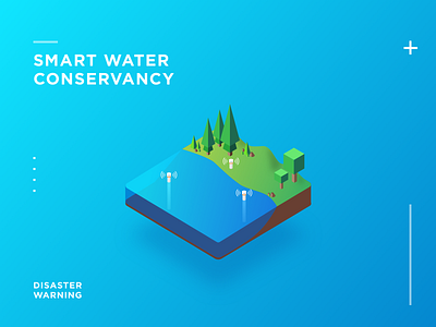 smart water conservancy 2.5d isometric icon 插图