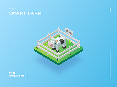 Smart Farm 2.5d cow 动物 插图 等距图标