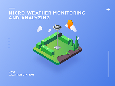 micro-weather monitoring and analyzing 2.5d 插图 等距图标