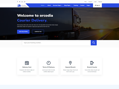 Orcodia - Courier & Delivery Service Modern HTML Template branding design illustration template ui web design websitetemplate webtemplate