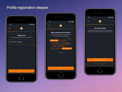 Multi step profile registration