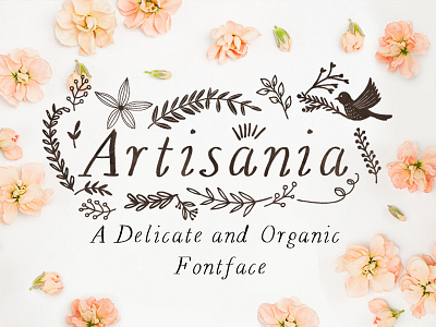 Artisania branches flowers font fontface handwriting ornaments script type typeface typography vector