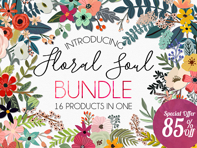 Floral Soul Bundle bouquets branch bundle floral flowers leaves ornaments resources vector vintage