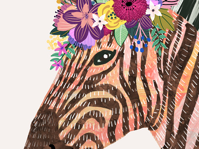 Mia Charro Zebra africa animal animals crown floral head flowers zebra