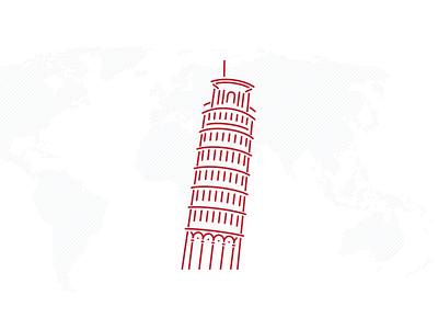 Leaning Tower of Pisa architecture design geometric icon illustration illustrator italy line red simple vector world land marks