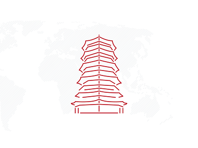 Pagoda of Fogong Temple architecture china design geometric icon illustrator line pagoda red simple vector world land marks